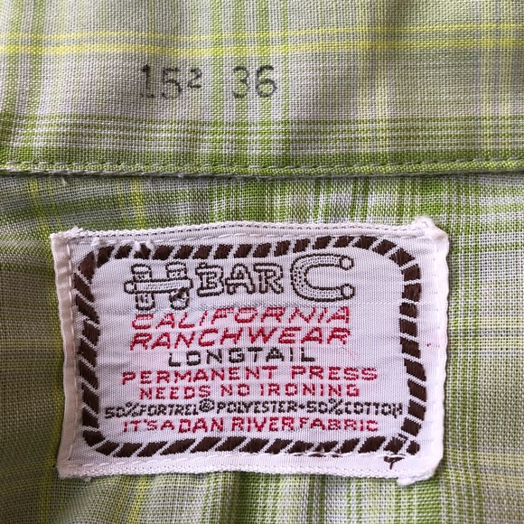 Vintage H Bar C Western Pearl Snap Long Tail Shirt - Picture 7 of 8